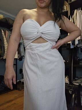 Strapless Twist-Front Cutout Maxi Dress